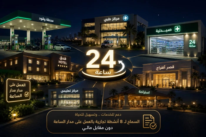 استثناءات جديدة من البلديات..السماح لـ8 أنشطة تجارية بالعمل على مدار24 ساعة دون مقابل مالي