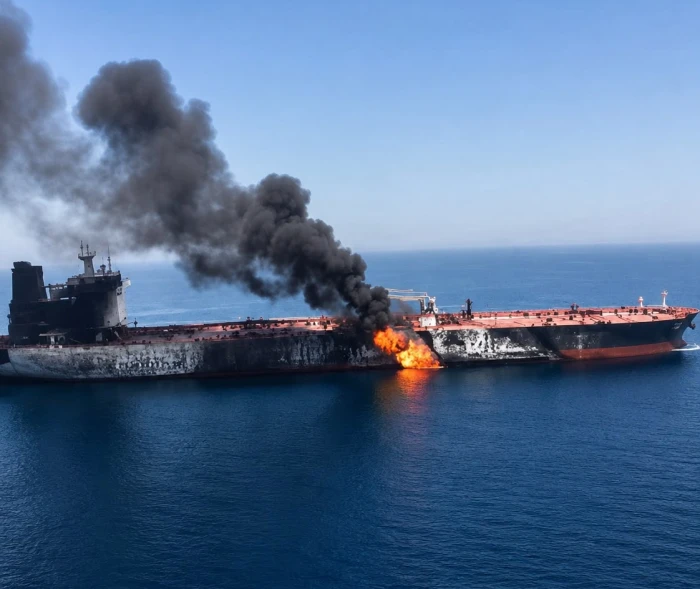 الحرس الثوري الإيراني يطلق صاروخين على سفينتين تجاريتين في مضيق هرمز ويتسبب بأضرار كبيرة
