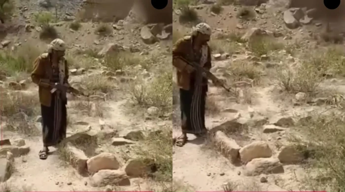 بدلاً من الدعاء.. بالفيديو: شاب يمني يطلق النار على قبر جده من سلاح كلاشنكوف والكشف عن السبب