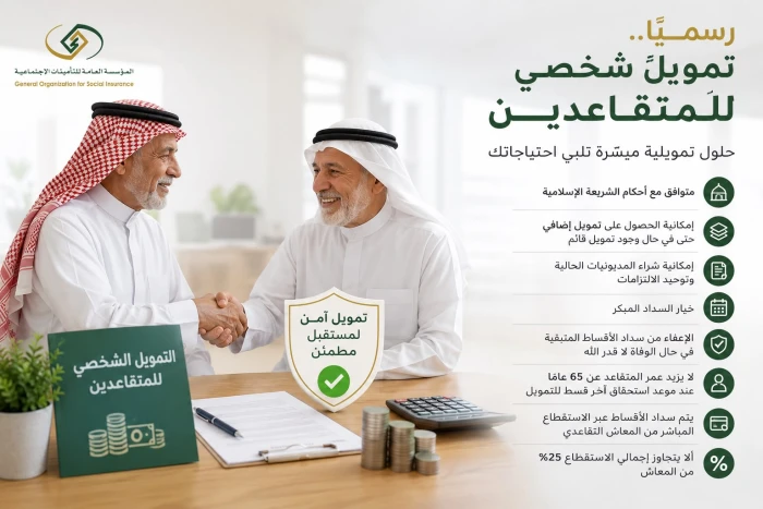 التأمينات توفر حلول تمويلية مرنة للمتقاعدين بخصم لا يتجاوز 25%