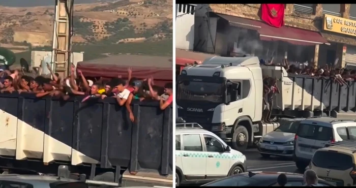 بالفيديو.. لقطات جديدة توثق كيف نُقل عشرات المهاجرين المغاربة إلى الحدود الإسبانية