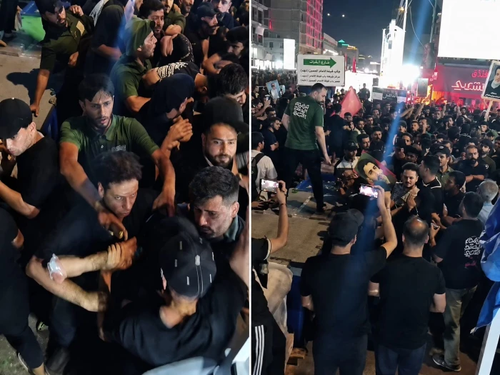فيديو لاعتداء عناصر المليشيات التابعة لإيران في العراق على شاب عراقي يرفع صورة مقتدى الصدر