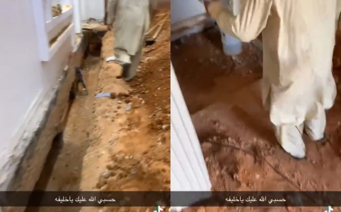 فيديو لصاحب فيلا اكتشف هبوطًا في المبنى.. وحينما قام بالحفر للتأكد من "الميدة" كانت المفاجأة!
