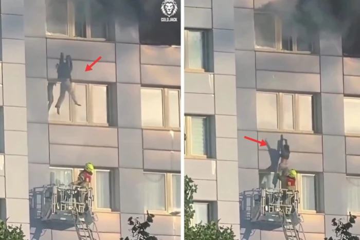 هربًا من الموت حرقًا.. بالفيديو.. سيدة تقفز من الطابق الـ11 بعد محاصرتها بالنيران داخل شقتها في برلين