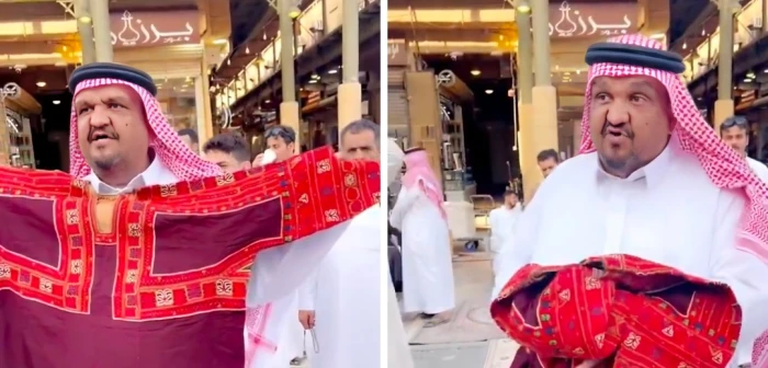 بالفيديو: شلقم يحرج على ثوب نجدي في سوق الزل بالرياض.. والسعر يتجاوز 10 آلاف ريال