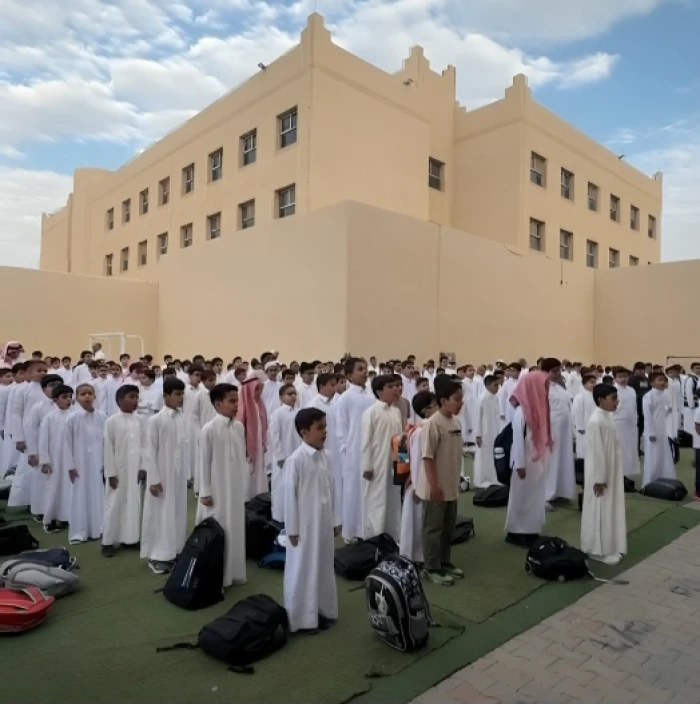 أول يوم دراسي.. بالفيديو: الطلاب يتفاعلون مع الأنشطة المدرسية خلال الاصطفاف الصباحي