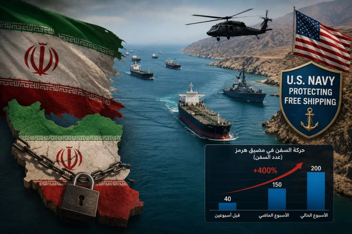 بعد فتح مسار تحت الحماية الأمريكية.. إيران تفقد السيطرة على هرمز وحركة السفن تقفز 400%