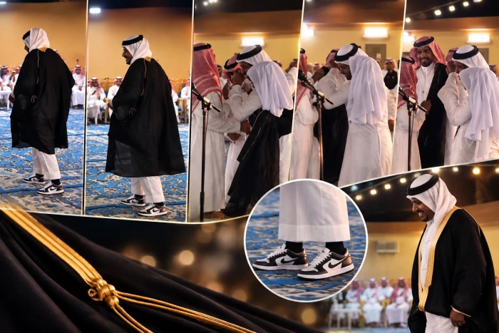 «البشت طلع قصير».. بالفيديو: موقف طريف يثير موجة من الضحك بين الحضور في إحدى المناسبات