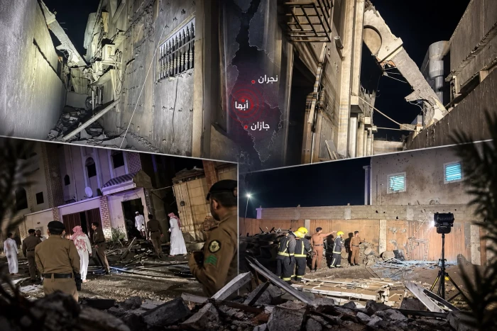 صور تكشف آثار استهداف الحوثيين للأعيان المدنية والاقتصادية في أبها وخميس مشيط وجازان ونجران