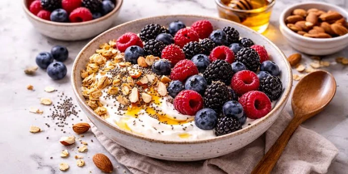 ماذا يحدث لجسمك عند تناول التوت مع الزبادي؟
