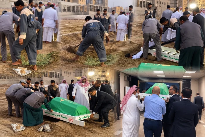 بالفيديو.. تشييع جثمان المقيمة المغربية التي توفيت جراء الاعتداء الحوثي على مطار أبها في مكة