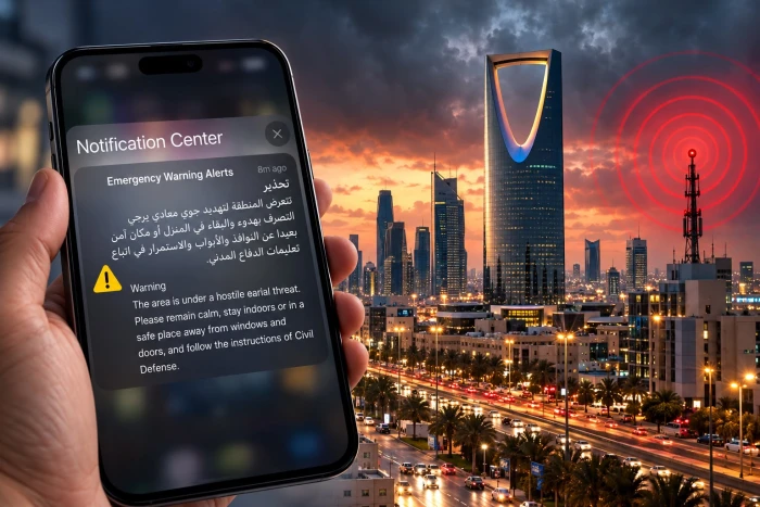 إطلاق إنذار عبر المنصة الوطنية للإنذار المبكر بشأن «تهديد جوي معادٍ» في الرياض