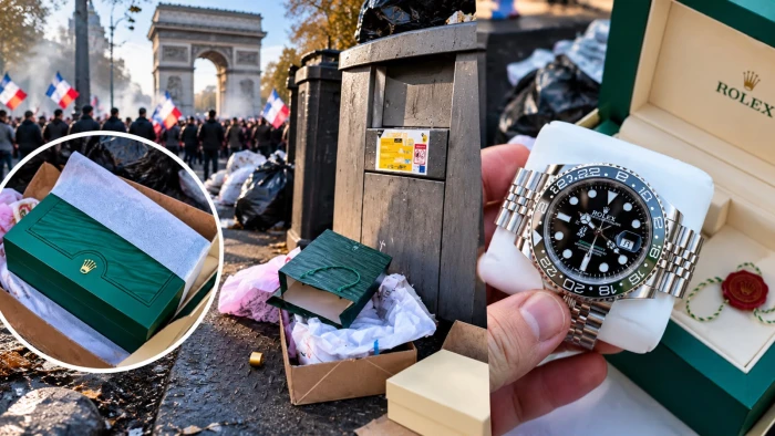 بالفيديو.. العثور على ساعة «رولكس» ملقاة بجانب أكوام القمامة خلال مظاهرات فرنسا