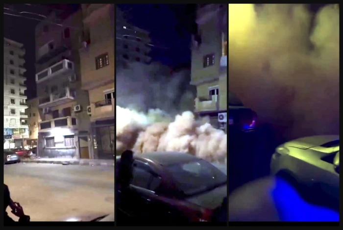 بالفيديو.. لحظة انهيار منزل مكون من 5 طوابق في مدينة طنطا بمصر
