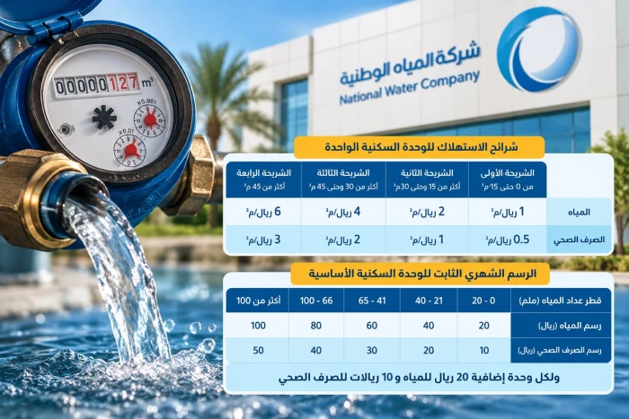 بدءًا من يناير 2027.. «المياه الوطنية» تعلن تعديل تعريفة استهلاك المياه والصرف الصحي للقطاع السكني .. والكشف عن الأسعار الجديدة