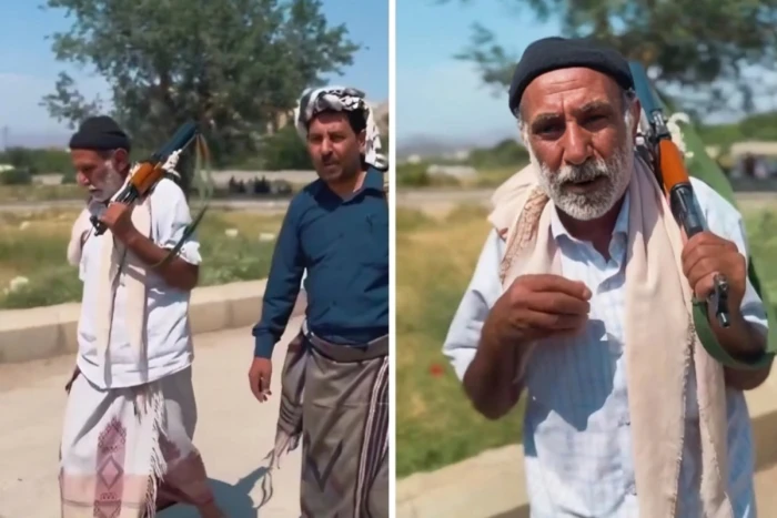 «ليسوا من اليمن.. بل من إيران».. بالفيديو: مسن يمني يعلن حمل السلاح ضد ميليشيا الحوثي بعد إصابة نجله في تعز