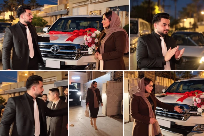 على غرار هدايا المشاهير والفاشينيستات.. بالفيديو: محامٍ عراقي يهدي زميلته سيارة «لاندكروزر 2026» ويثير الجدل