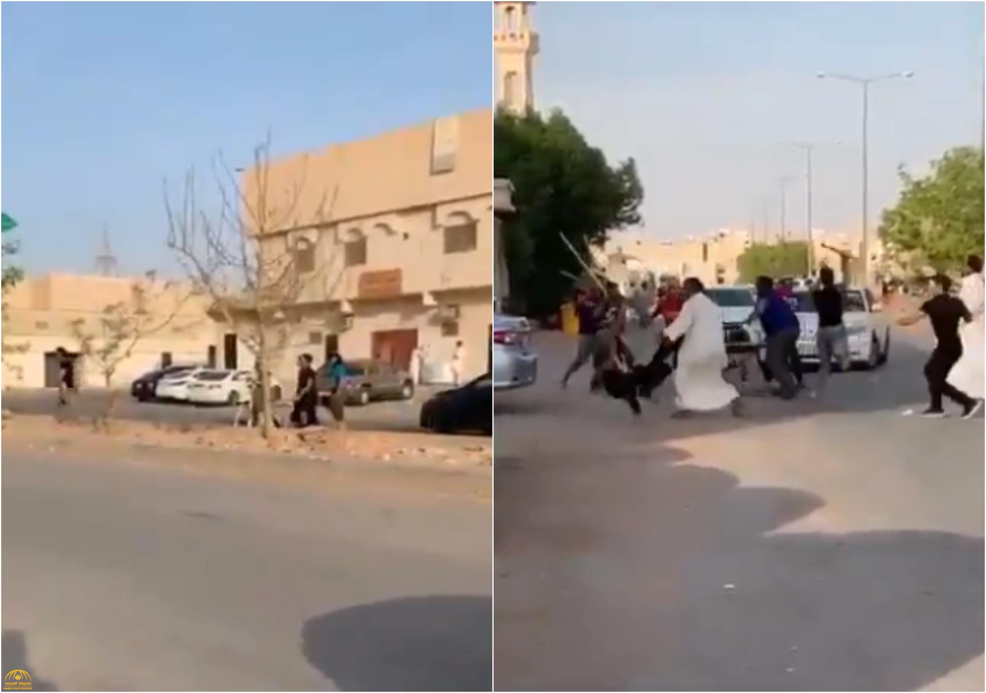 شاهد : مضاربة عنيفة بالعصي والسكاكين بين سوريين بالرياض!