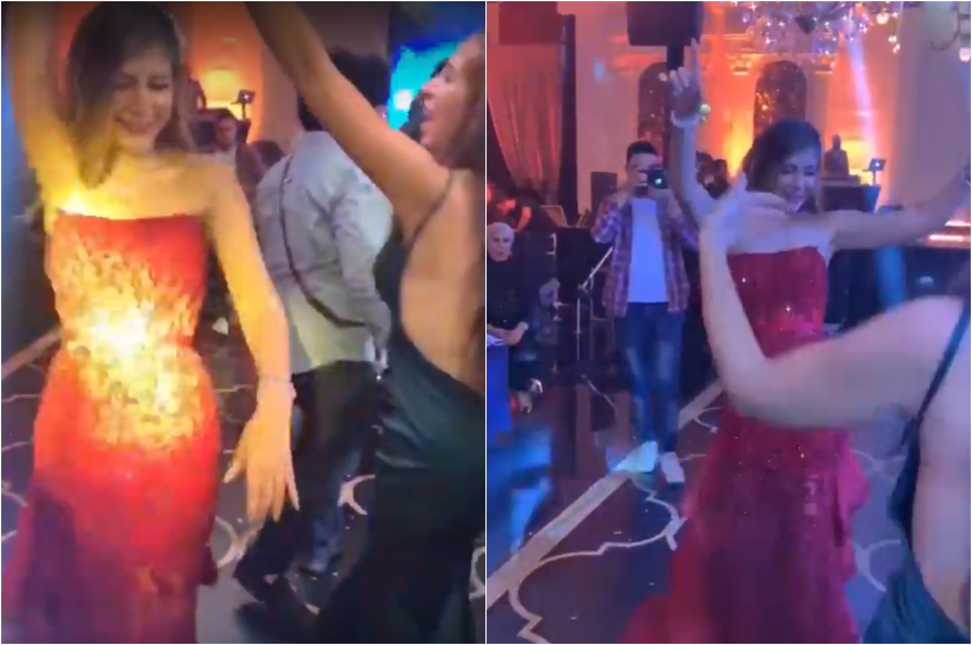 شاهد : وصلة رقص للفنانة المصرية "ملك قورة" في حفل زفاف شقيقتها