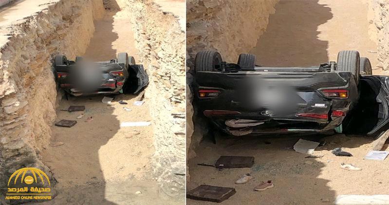 شاهد : حادث مروع لسيارة انقلبت في حفرة وبداخلها 3 فتيات بالرياض .. والكشف عن حالتهن