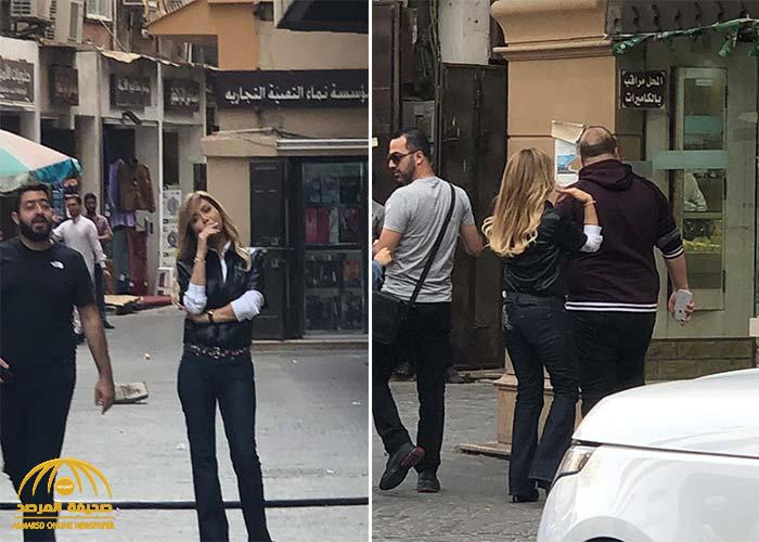 شاهد: الفنانة "نوال الزغبي"  تصور أغنية جديدة في سوق قابل بجدة