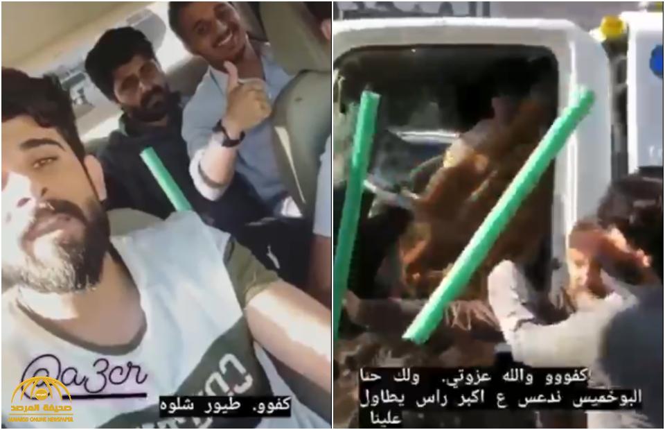 شاهد: عمالة وافدة يضربون سائق "سطحة" بالعصي بحي النسيم بالرياض