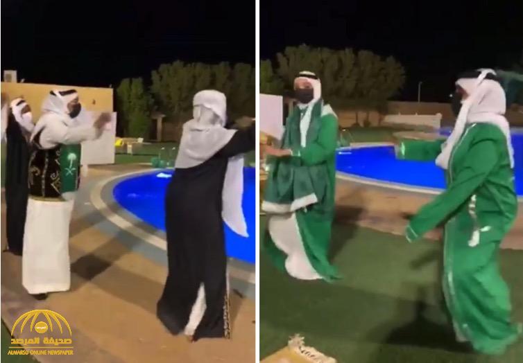 شاهد: مشهورة سناب إيناس الحنطي تحضر فرقة نسائية شعبية للرقص بمناسبة اليوم الوطني