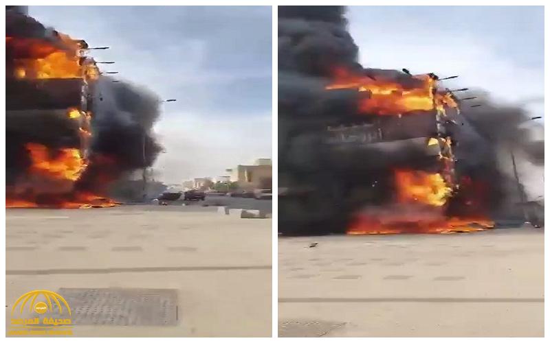 شاهد .. حريق يلتهم مطعماً في الرياض