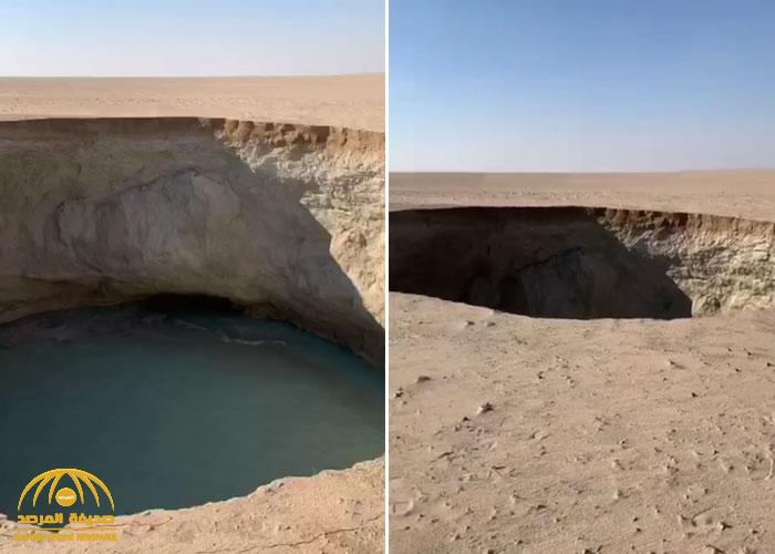 شاهد.. ظهور خسف أرضي مرعب في الخفجي: "انتبهوا يا الربع"!