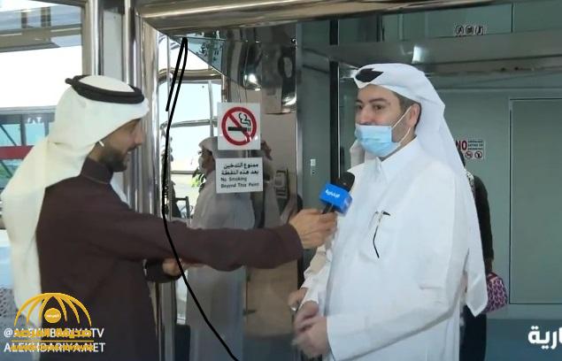 شاهد .. أول تعليق لـ"المسافرين القطريين" بعد وصولهم في أول رحلة  إلى مطار الملك خالد الدولي بالرياض