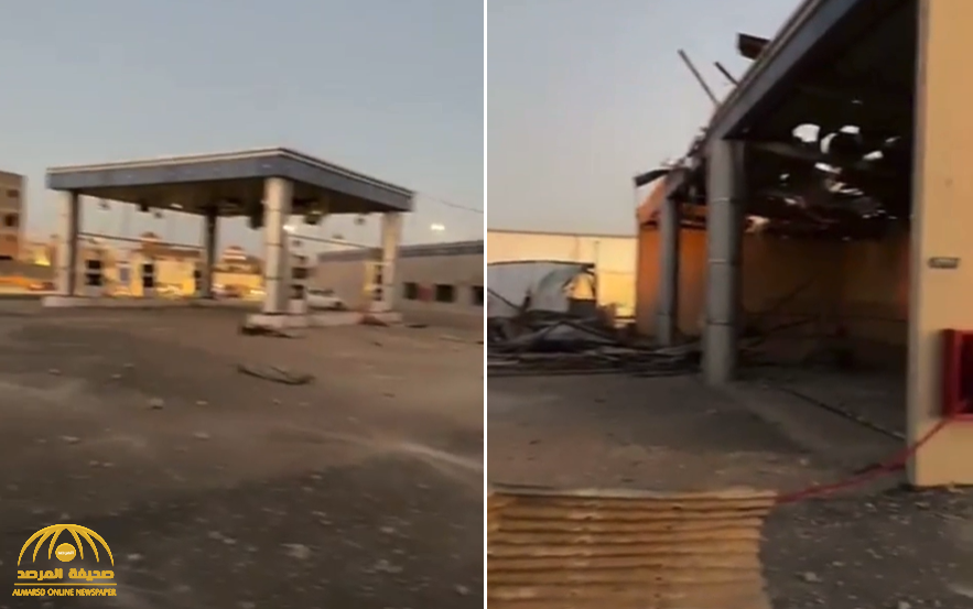 شاهد.. انفجار بخزان أحد محطات الوقود في بريدة