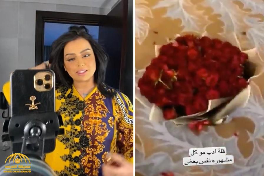 ‏شاهد : "بدور البراهيم" تنفعل فجأة وتمزق باقة ورد حمراء !