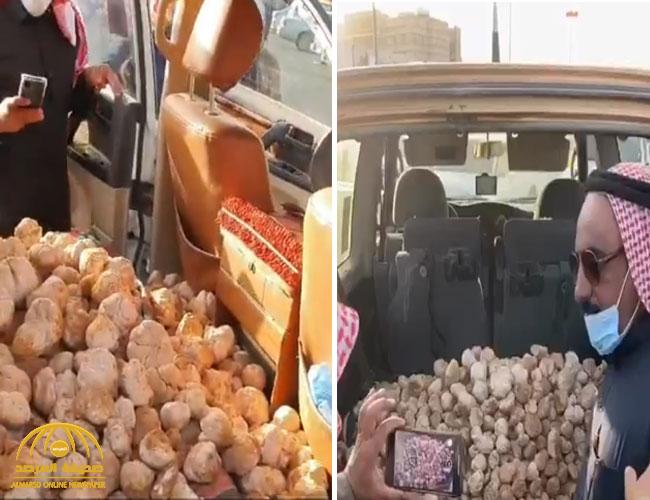 شاهد.. مزاد على "الفقع" في رفحاء وبيعه بأسعار صادمة !