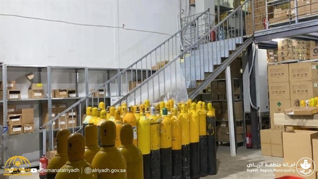 بالصور : أسطوانات غاز هيليوم مخزنة داخل مستودع وسط حي سكني بالرياض