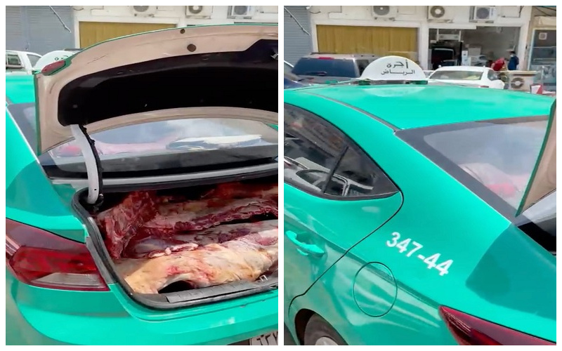 شاهد.. سيارة أجرة تنقل اللحوم في سوق الحلة بالرياض شاهد.. سيارة أجرة تنقل اللحوم في سوق الحلة بالرياض