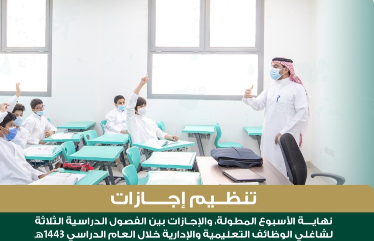 التعليم تكشف عن لائحة تنظيم  إجازات نهاية الأسبوع المطولة بين الفصول الثلاثة لشاغلي الوظائف التعليمية