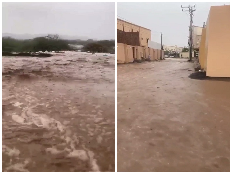 شاهد : قوة السيول على " أم السلم" بعد هطول الأمطار الغزيرة على "جدة"