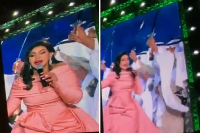 وسط حماس كبير وتفاعل من الجمهور .. شاهد: أحلام تغني "لاهنت" بمشاركة فرقة العرضة