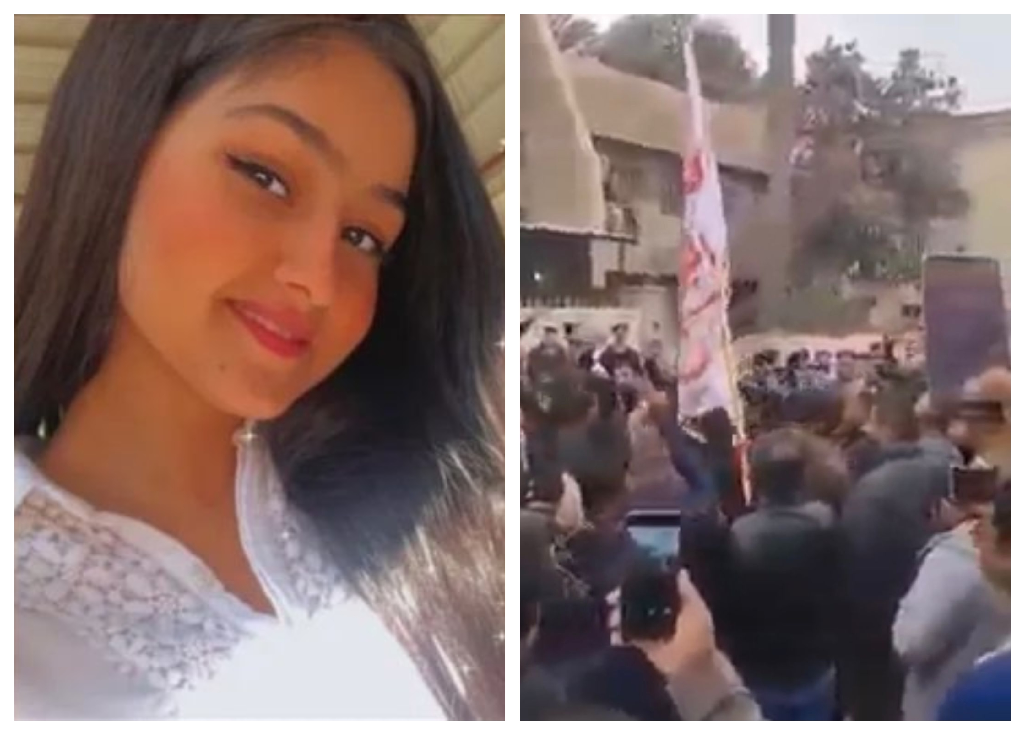 شاهد ما فعله أبناء عشيرة "الفتاة العراقية الحسناء" أمام منزل الجاني بعد تشويه وجهها بمادة حارقة 