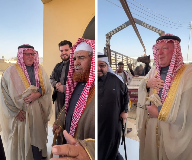 شاهد: مواطن يهدي أمريكيين أغلى شيء في السعودية  تقديرًا لحسن استضافتهما لنجله مشهور"سائح تيوب"  بأمريكا