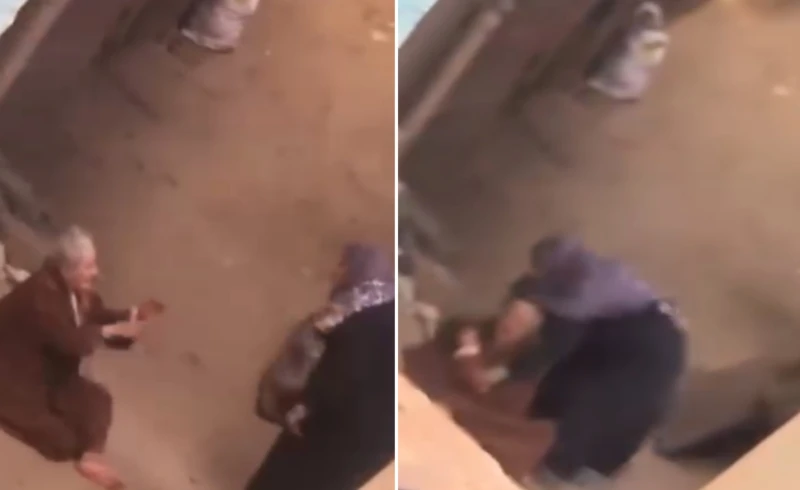 "اطلعي يا بنت الحرام".. بالفيديو: مصرية تعتدي على والدتها المسنّة بالعصا وتسحلها في الشارع