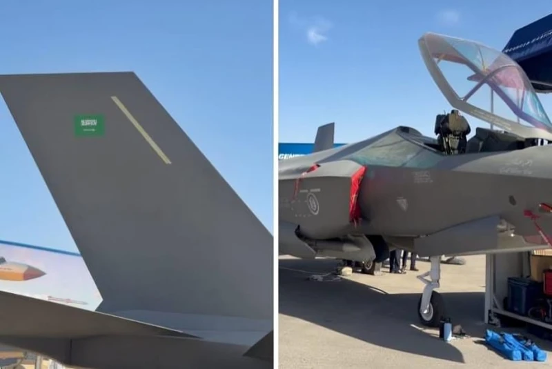 بالفيديو.. أفضل مقاتلة حربية في العالم F-35 بشعار القوات الجوية الملكية السعودية