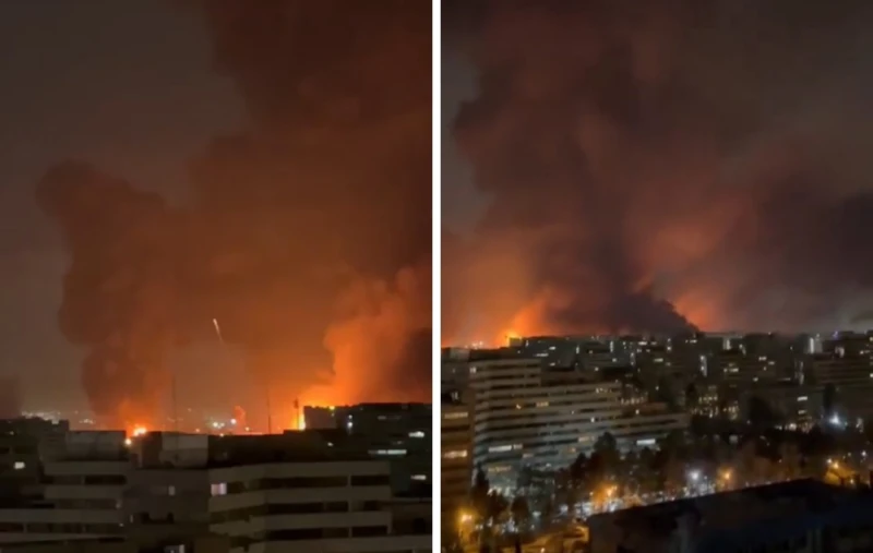 ‏بالفيديو: قصف عنيف على  مطار مهر آباد الدولي في العاصمة الإيرانية طهران