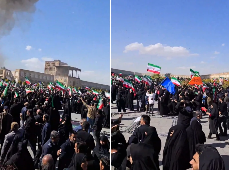 بالفيديو: تجمعات للإيرانيين في أصفهان مع استمرار الغارات الأمريكية الإسرائيلية