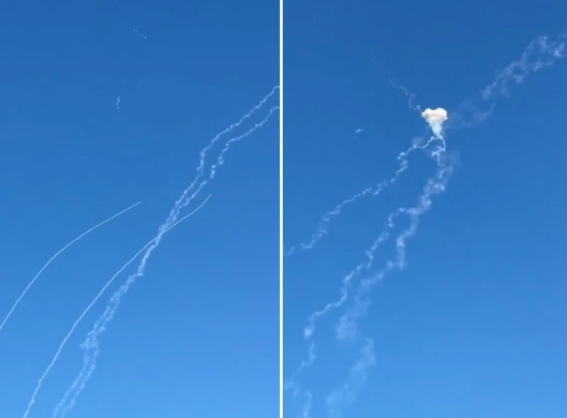 فيديو يوثق لحظة اعتراض صاروخ باليستي إيراني في سماء إسرائيل وتفجيره في الهواء