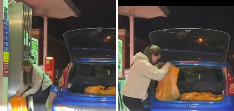بالفيديو.. قائدة مركبة بريطانية تعبئ البنزين داخل أكياس بلاستيك خوفًا من نقص الوقود