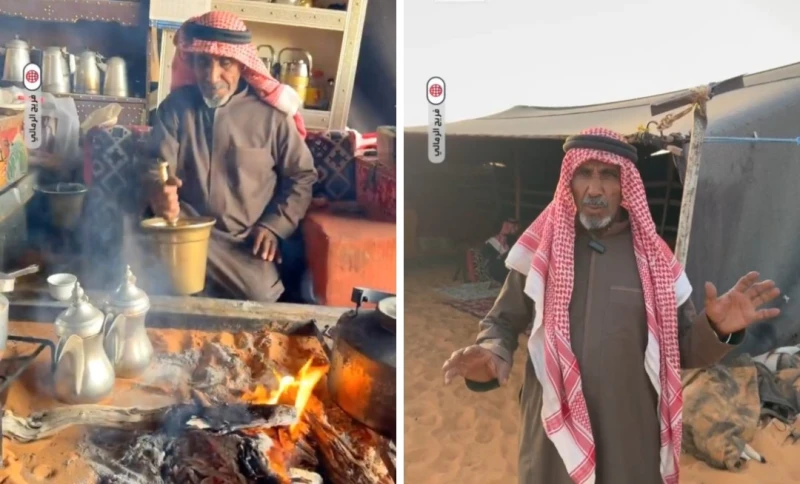 "ليس لديه تلفزيون ومعه جوال كشاف".. بالفيديو: قصة مواطن يعيش في صحراء النفود مع عائلته