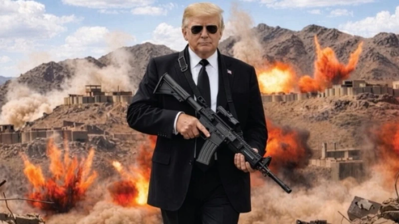 ترامب ينشر صورته حاملاً رشاشًا ويوجه رسالة إلى إيران: "ولى زمن اللطف"