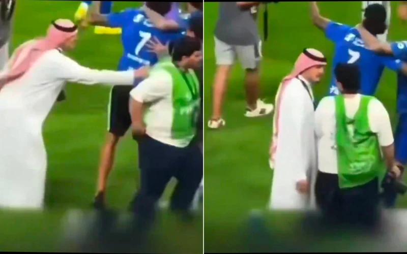 فيديو لـ "فهد المفرج" يثير الجدل بعد سحبه أحد المصورين من ملابسه بشكل عنيف