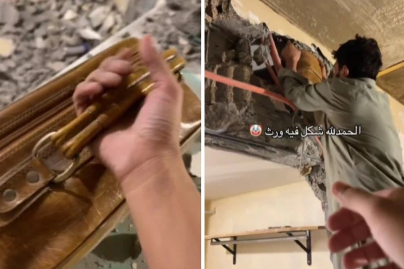بعد 20 عاماً.. بالفيديو: مواطن يعثر على حقيبة أخفاها والده داخل جدار